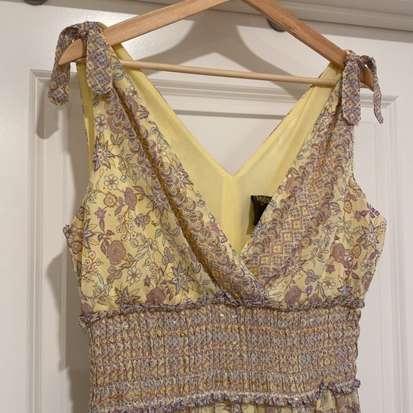 Taylor Yellow Purple Floral Sleeveless Maxi Dress size M - Picture 3 of 13